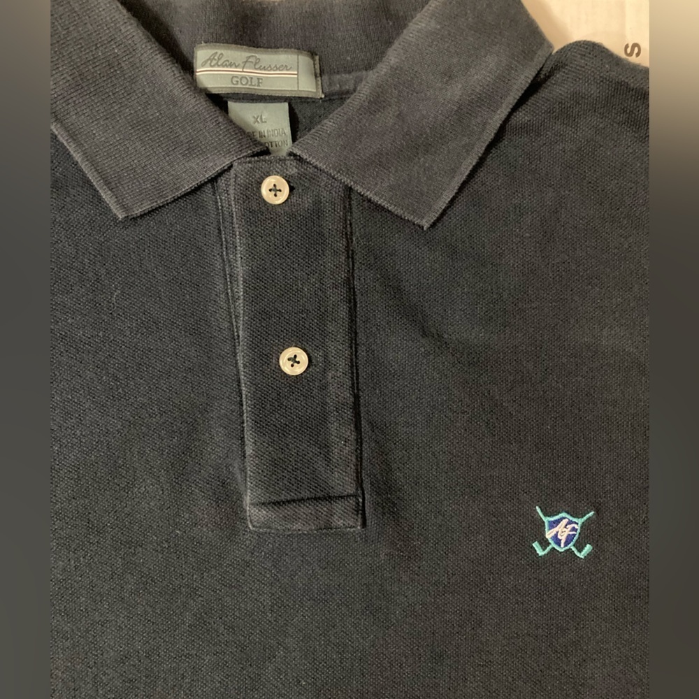 Alan‎ Flusser Men’s Size XL Navy Golf Polo Shirt